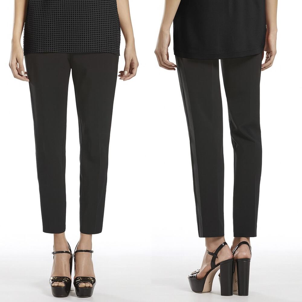 Gucci Black Stretch Leather Side Panel High Rise Ankle Dress Pants Size 42 Italy